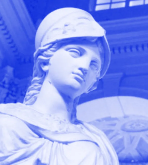 Il volto di una statua di Minerva, dalla locandina della premiazione del Premio Stefano Zan